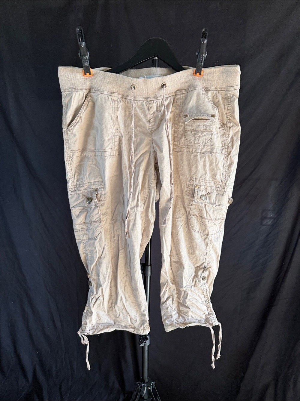 Light Beige women’s Cargo Jogger Pants with Drawstring Waist